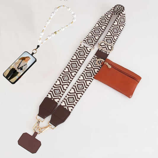 Phone Lanyard Crossbody Strap with Zipper Pouch & Beaded Charm Adjustable Hands-Free Cell Phone Shoulder Strap – Universal Fit for Most Smartphones Women Teens Travel Daily
