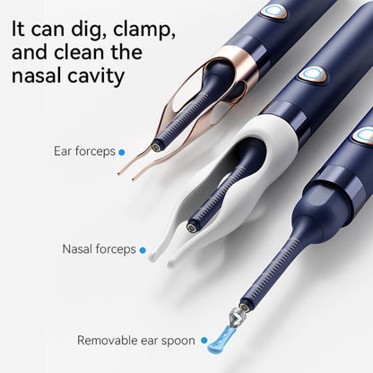 Rechargeable Camera Ear Cleaning Set with LED Light, Silicone Tips, Storage Case and Creamy White or Blue Finish