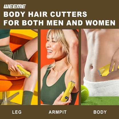 WEEEME Body Hair Trimmer with Digital Display, Four Guide Guards and Yellow, Blue or Black Housing