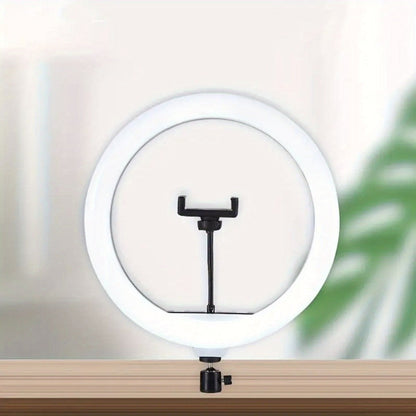 10- or 12-Inch USB Ring Light with Retractable Floor Tripod, Center Phone Holder and Lighting Options