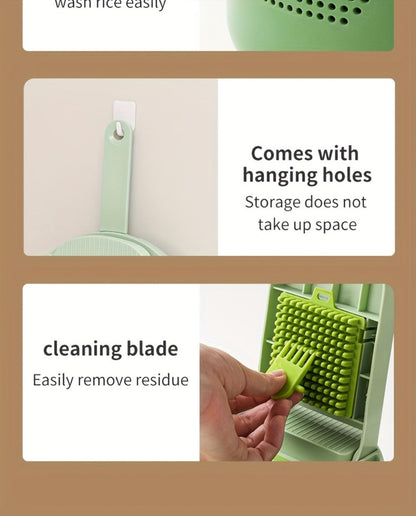 16-in-1 Green Vegetable Chopper with Round Container, Grid Dicing Plates, Slicer, Grater and Peeler Pieces