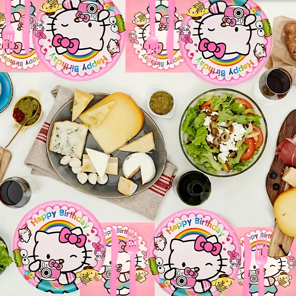 Hello Kitty Birthday Party Decorations 139-Piece Set – Sanrio Pink Tablecloth Dinnerware Balloon Kit for Girls Kids Party Supplies Complete Bundle