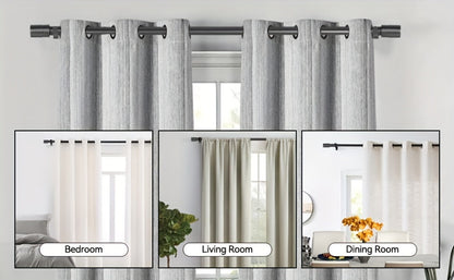 One-Inch Adjustable Curtain Rod with Rounded Cup Finials in Black, Brushed Nickel or Gold Finish