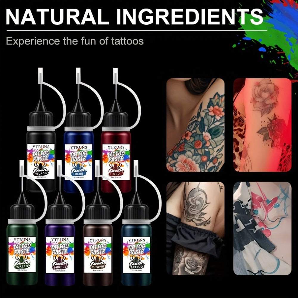 Liquid Body Paint Temporary Tattoo Ink — 7 Vibrant Colors, Fast-Drying Waterproof Formula, Plant-Based Squalane, Skin-Safe for Festivals, Parties, Halloween, Cosplay & Body Art