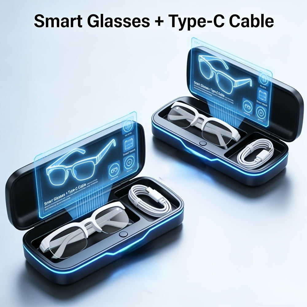 AI Smart Glasses with Real-Time Translation – Open-Ear Audio, Wireless Music, Built-In Mic & Speaker, Bluetooth Wearable Tech for Travel Work Daily Use, Black or White (Single or 2-Pack)