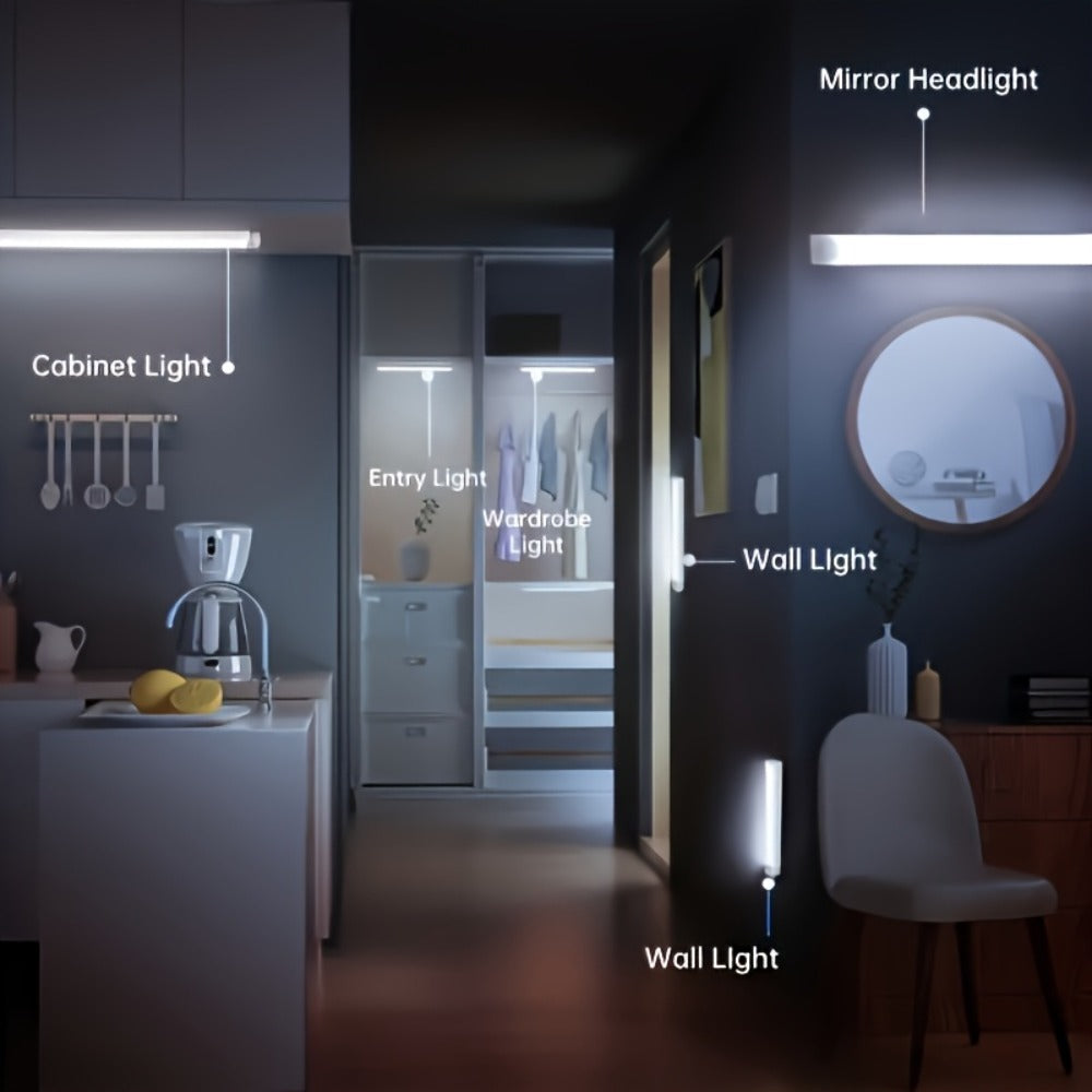 USB-C Rechargeable Motion Sensor LED Light Bar Sets in 10, 20 or 30cm Sizes and 6-, 9- or 12-Packs