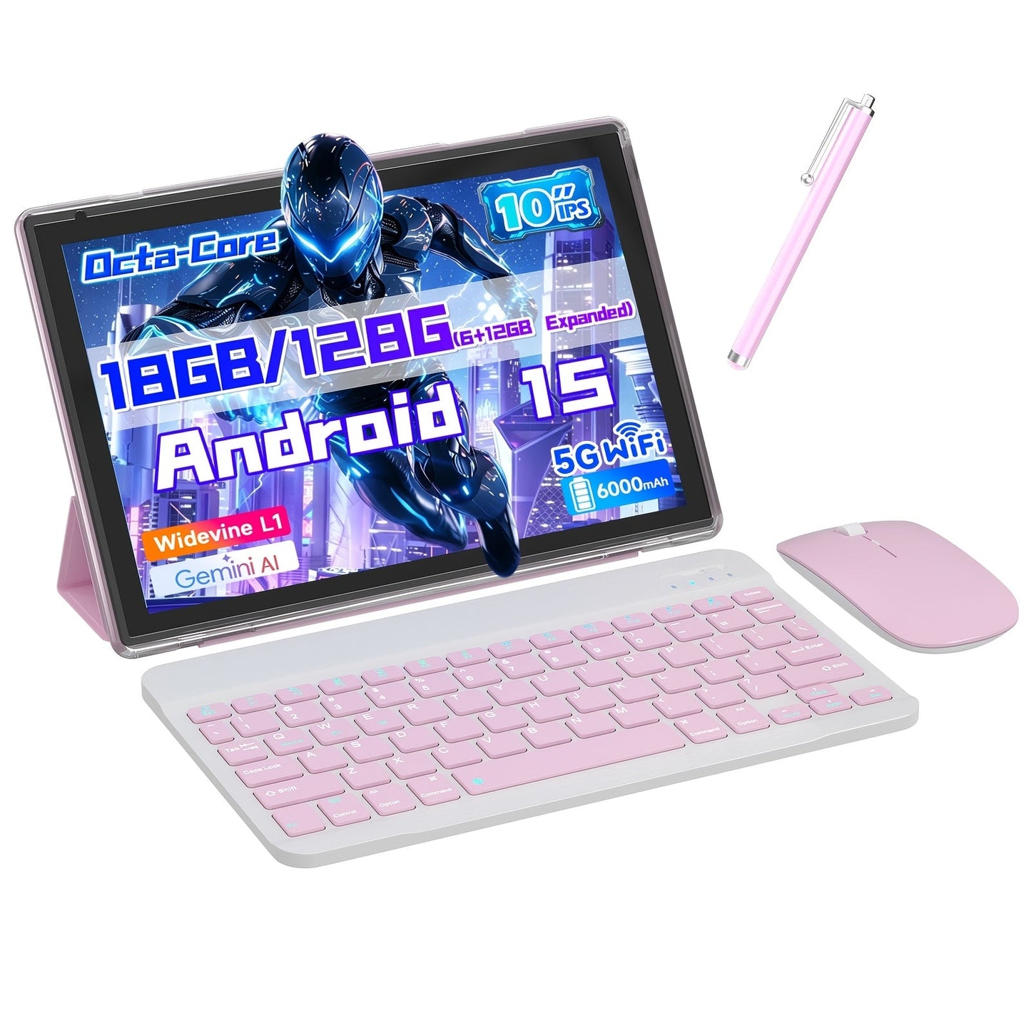 Android 15 Tablet 10 Inch, 12GB+6GB RAM 128GB ROM 1TB Expandable Storage, RK3562 Quad-Core, Dual Band 2.4G/5G WiFi, IPS Touch Screen, Long Battery Life - Fast Performance Pad for Work & Entertainment