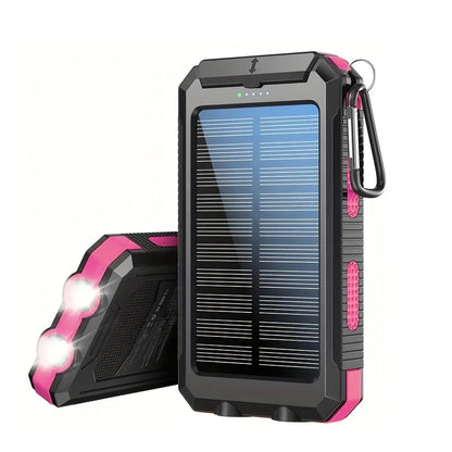 42800mAh Solar Power Bank Wireless Charging with 4 Built-In Cables – 6 Output Ports 15W Fast Charge Dual LED Flashlight Portable Battery Pack for iPhone Samsung Android Camping Travel Emergency
