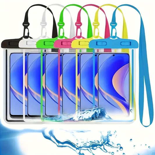 Waterproof Phone Pouch 6 Pack Universal Dry Bag with Neck Strap & PVC Clear Window for Swimming Boating Beach Kayaking Camping – Touchscreen Compatible Water Sports Phone Bag