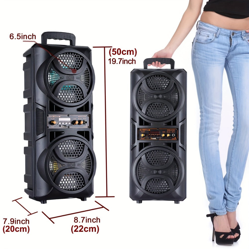 Portable Wireless PA Speaker System Dual 6.5" Subwoofer 3000W Bluetooth TWS Karaoke Outdoor Party Speaker with Microphone LED Light AUX USB FM Remote Control