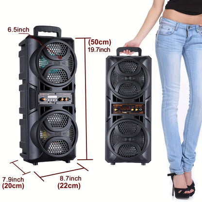 Portable Wireless PA Speaker System Dual 6.5" Subwoofer 3000W Bluetooth TWS Karaoke Outdoor Party Speaker with Microphone LED Light AUX USB FM Remote Control