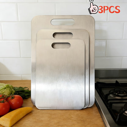Stainless Steel Cutting Board Set 3-Piece, Premium Rust-Resistant BPA-Free Kitchen Cutting Boards, Durable Easy-to-Clean Space-Saving Nested Chopping Board Set for Meat Vegetables Fruit, Food Safe