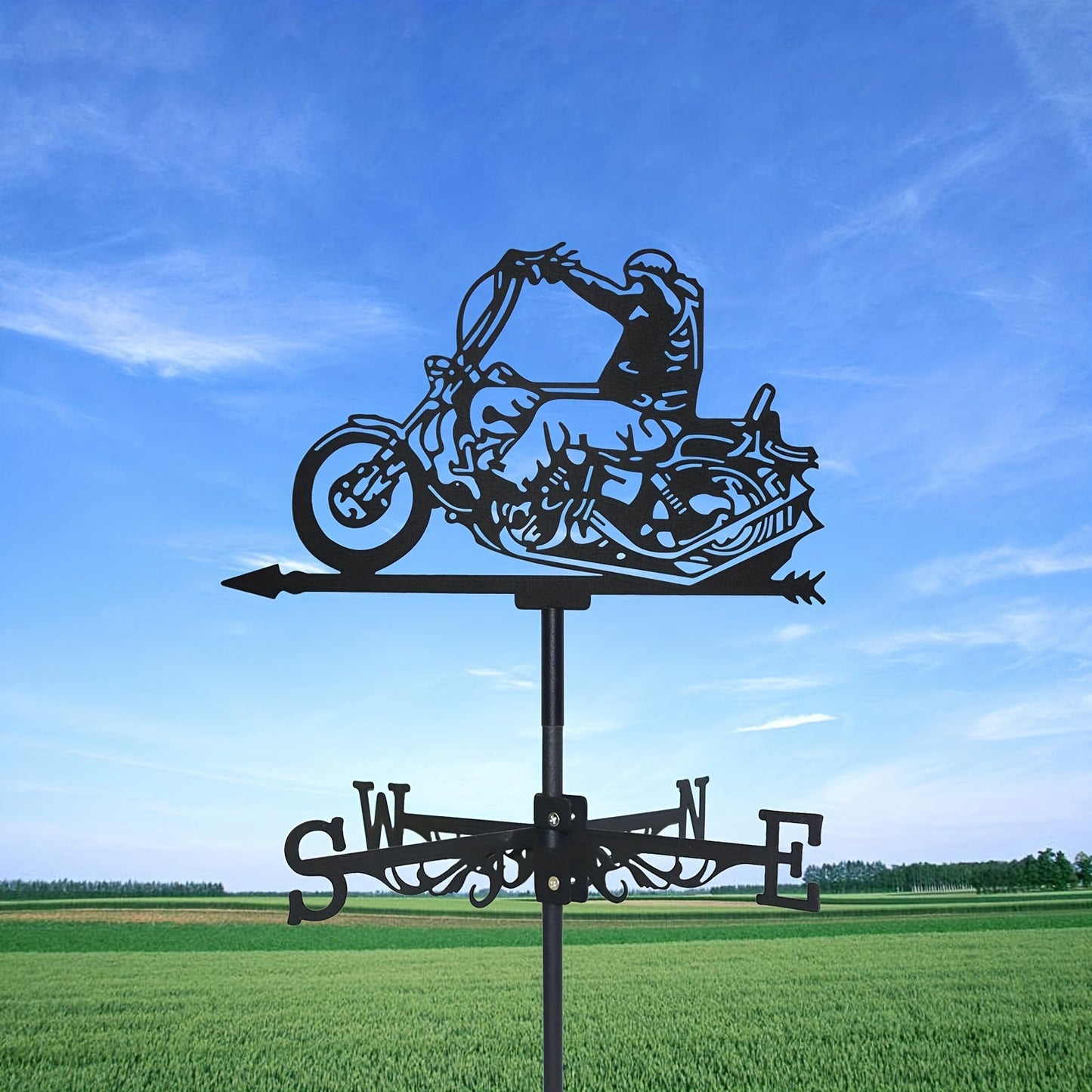 Weathervane | Metal Motorcycle Garden Yard Roof Wind Direction Decor