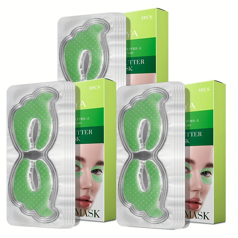 Three-Box Avocado-Print Under-Eye Patch Set with Green Individual Packs and Shea Butter Package Wording