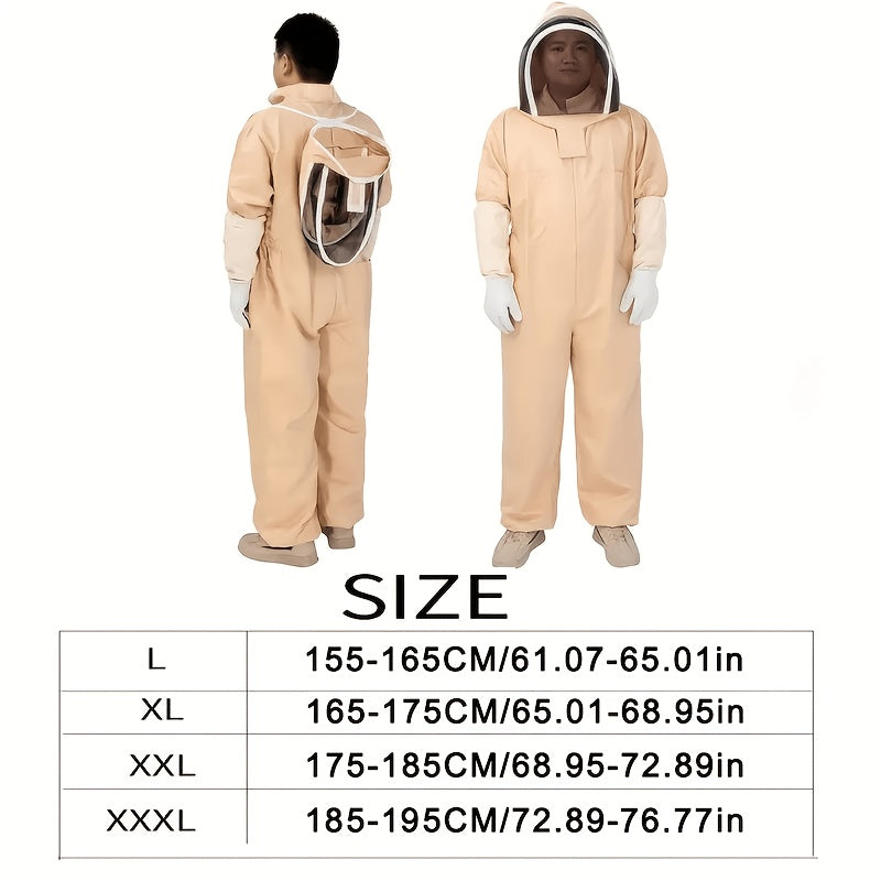 Full Body Bee Suit 3-Layer Breathable Veil Hood Gloves Filter Screen