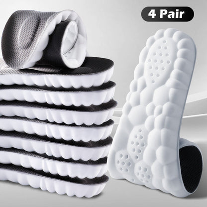 Four-Pair Cushion Shoe Insoles in Orange, Grey or Black with EU35-50 Size Options for Daily Footwear