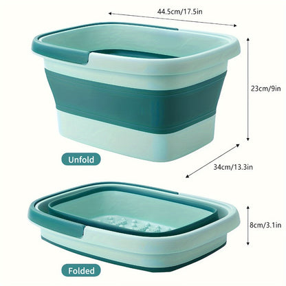 Large Collapsible Foot Bath Basin with Carry Handle, Raised Footbed Texture and Pictured Green Finish