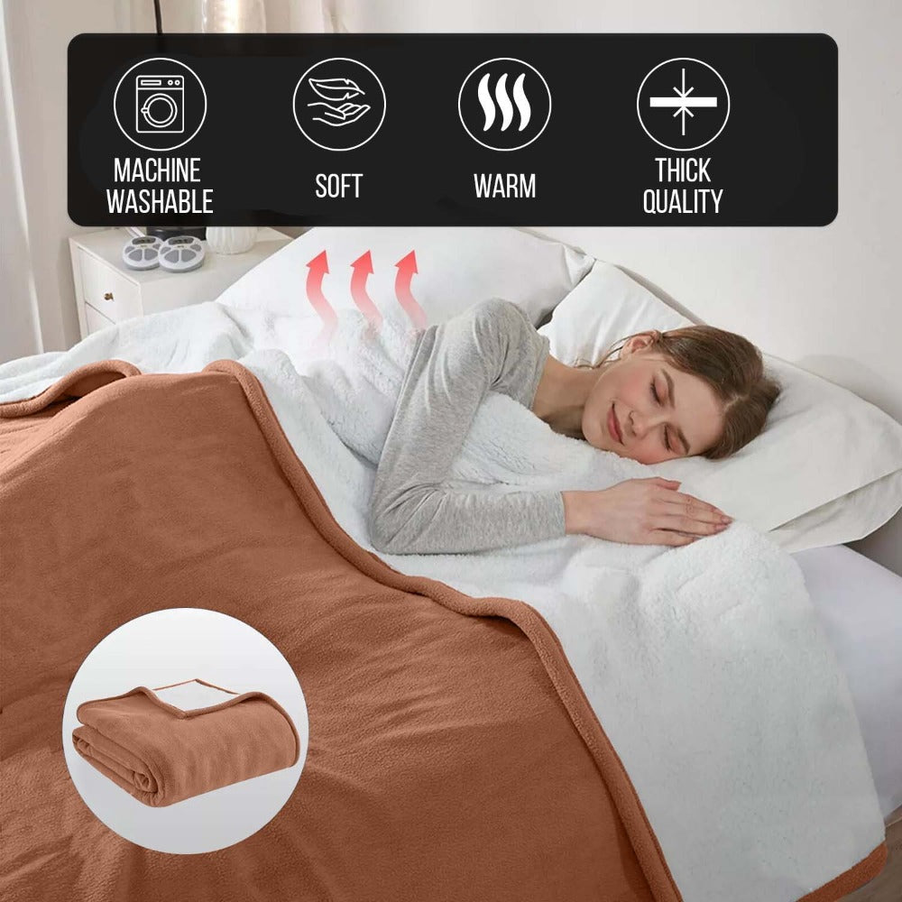 480GSM Sherpa Fleece Blanket – Double-Sided Heavy Warm Throw for Couch, Bed & Travel, Reversible All Season, 13 Colors, 3 Sizes