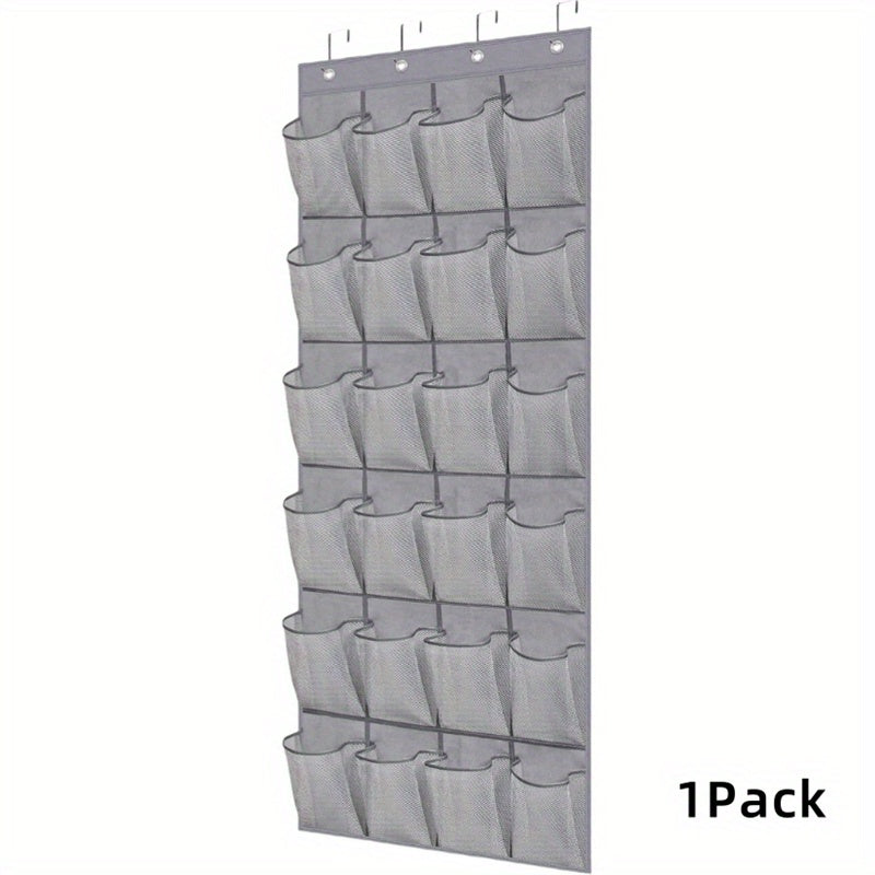 Over Door Shoe Organizer 24 Large Mesh Pockets – Foldable Breathable Hanging Storage Rack, Durable Fabric Closet Hanger for Shoes & Accessories, Space-Saving Door Organization