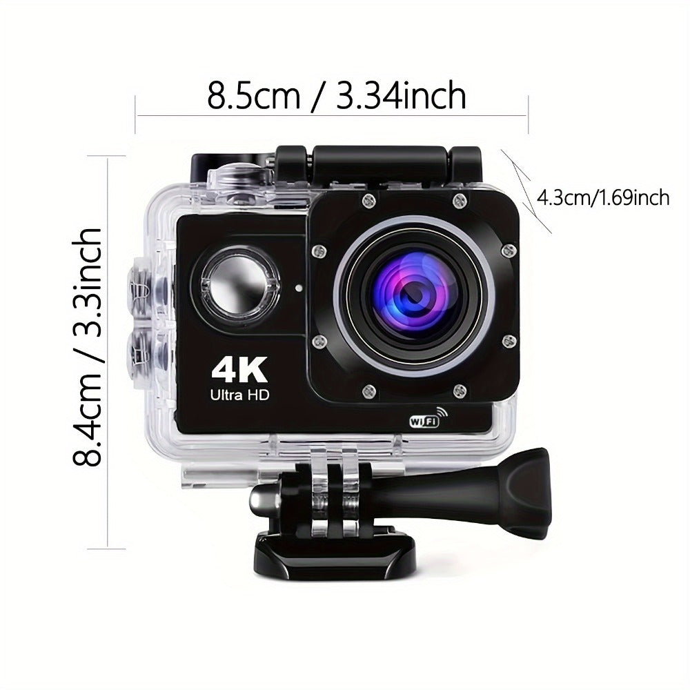 Sports Action Camera with 32GB Card, Helmet Mount Kit, 2-Inch Screen, WiFi and Remote-Control Accessories