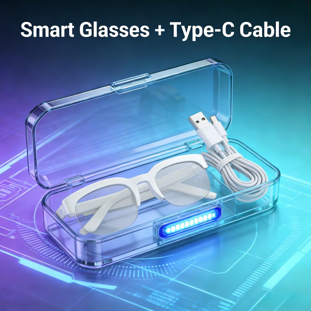 AI Smart Glasses with Real-Time Translation – Open-Ear Audio, Wireless Music, Built-In Mic & Speaker, Bluetooth Wearable Tech for Travel Work Daily Use, Black or White (Single or 2-Pack)