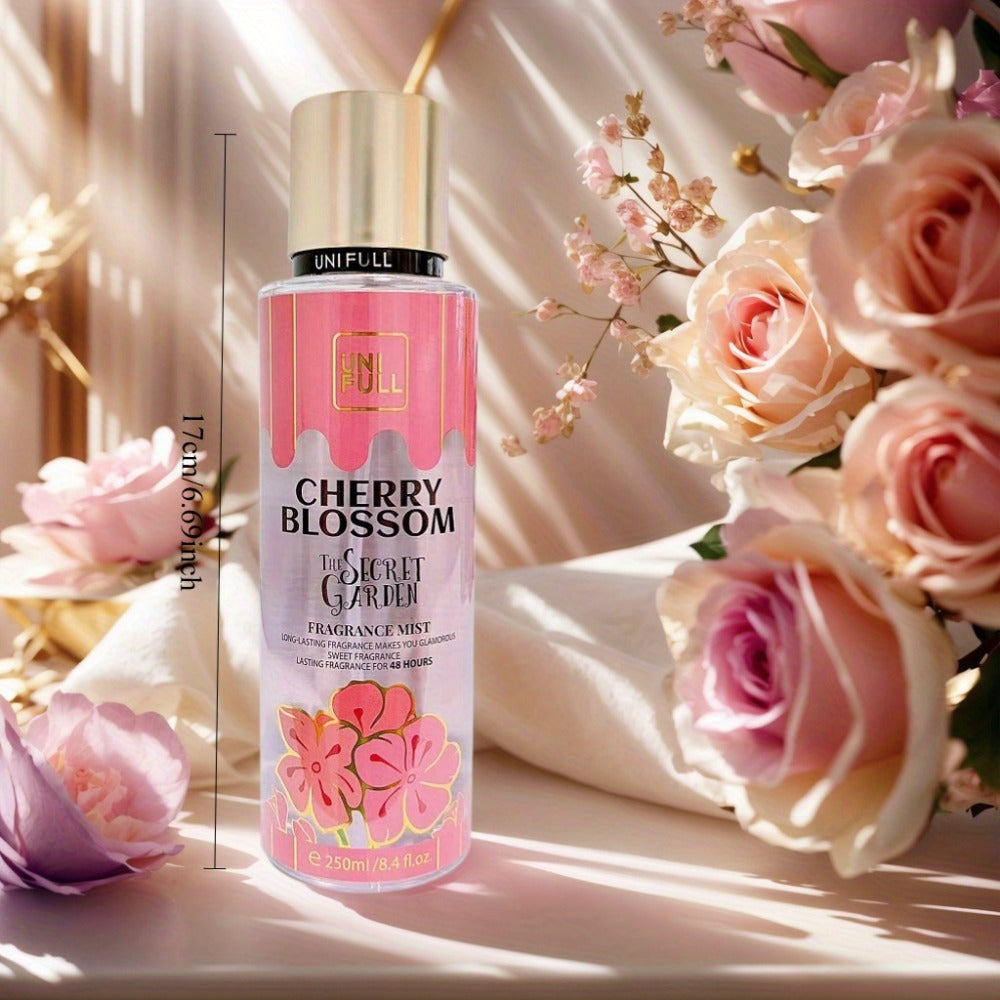 UNIFULL Fragrance Body Mist, 250ml Spray Bottle with Gold-Tone Cap in Twelve Floral and Fruit Scents