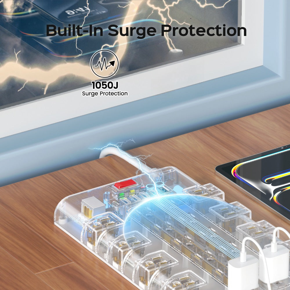 Heavy Duty 28-in-1 Surge Protector Power Strip, 22 AC Outlets & 6 USB Ports (1 USB-C), 5ft Extension Cord, Charging Station for Home Office Tool Room Desk – Overload Protection, 2500W