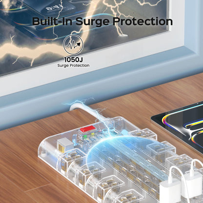 Heavy Duty 28-in-1 Surge Protector Power Strip, 22 AC Outlets & 6 USB Ports (1 USB-C), 5ft Extension Cord, Charging Station for Home Office Tool Room Desk – Overload Protection, 2500W