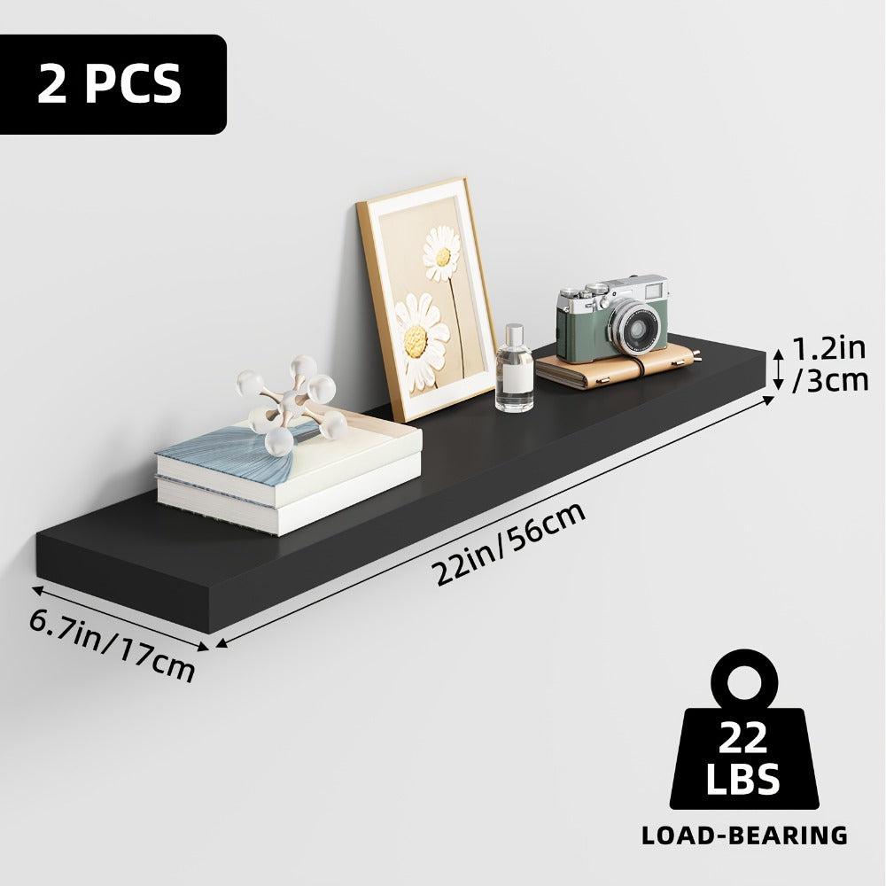Floating Wall Shelf Set with Concealed-Style Brackets, Multiple Finishes and 4- or 6-Piece Options