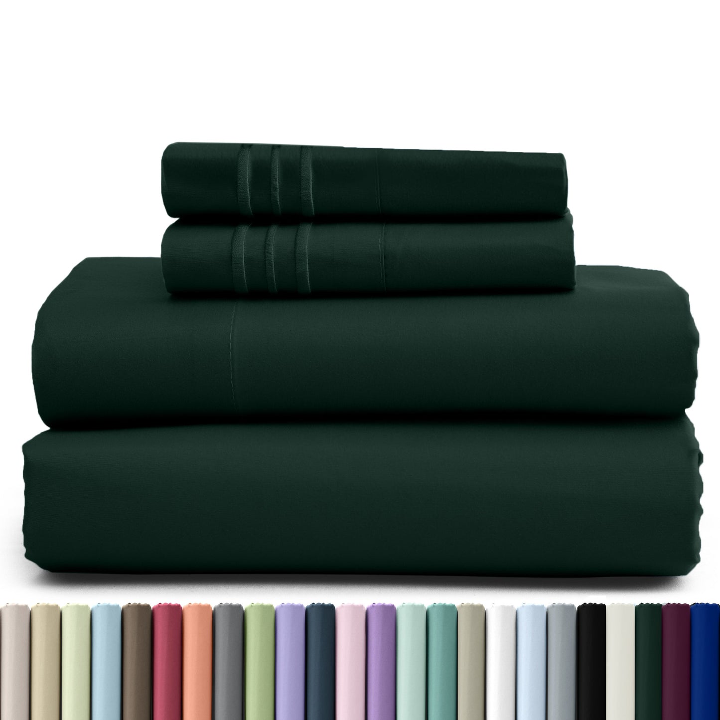 Bed Sheet Set Brushed Microfiber in 3- or 4-Piece Configuration with 16-Inch Pocket and Twenty-Four Colors