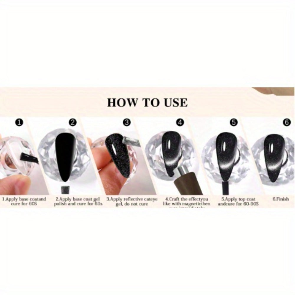 4-in-1 Y-Shaped Cat Eye Nail Magnet Stick Double Head - Heart & Multi-Pattern Magnetic Tool for Cat Eye Gel Polish Nail Art, Portable Professional Salon & Home DIY Nail Art Gift