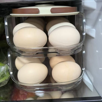 Egg Rack Kitchen Organizer Double-Row Auto-Rolling Dispenser with One, Two or Three Layer Options