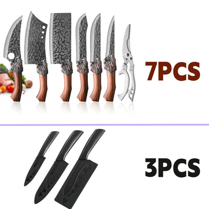Kitchen Knife Set 7-Piece Stainless Steel Professional Chef Knives with Boning Slicing Carving Peeler Butcher Knife & Scissors, Ultra-Sharp for Meat Fish Fruits Home & Pro Use
