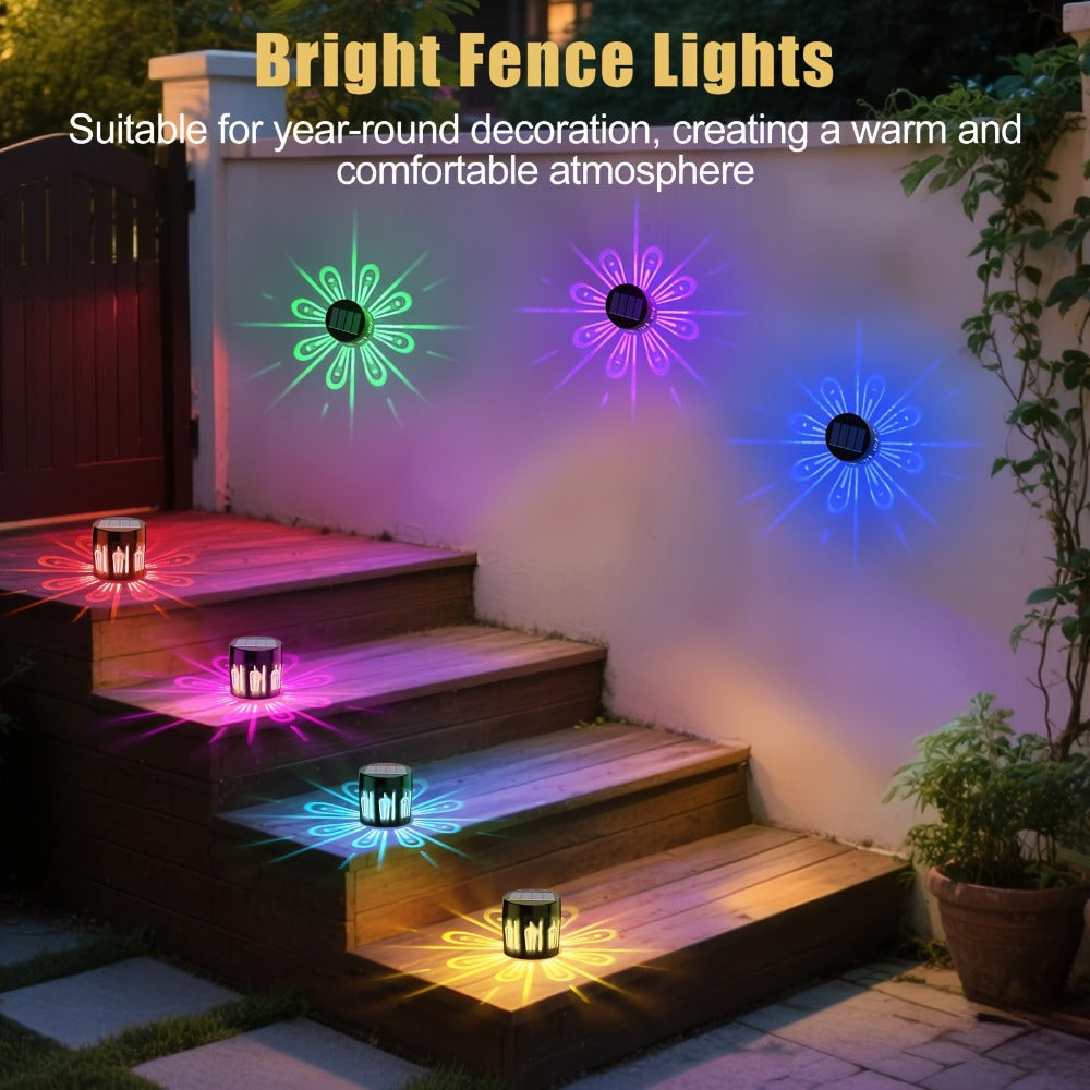 Solar Wall Lights Outdoor 2 Pack - Dusk to Dawn Auto On/Off, Decorative Projection Fence Porch Garden Lights, Weatherproof Solar Powered Yard Pathway Stair Decor, Halloween Christmas Holiday Lighting