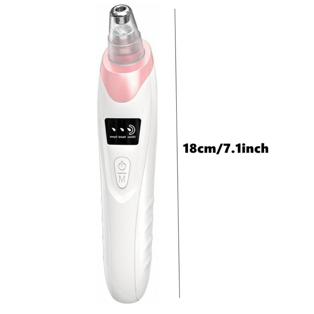 Pink Pore Vacuum Blackhead Remover with 3 Suction Levels, 5 Heads and 4 Manual Extractor Tools