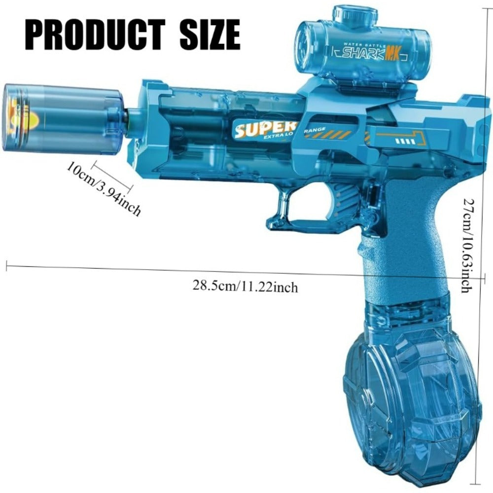 Kids Electric Water Gun with Large Capacity – Automatic Squirt Blaster for Boys & Girls, Outdoor Summer Toy for Swimming Pool Beach Lawn Backyard, Fun Birthday Party Gift, Black Blue