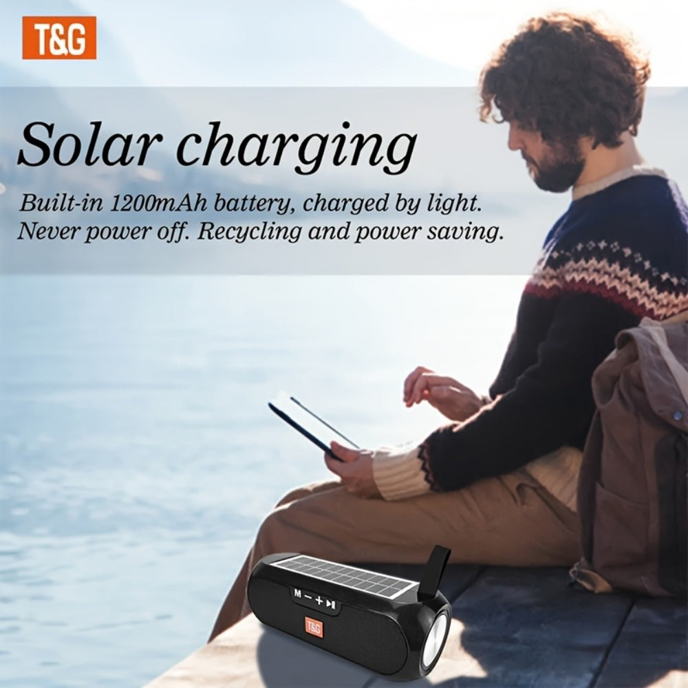 TG182 Solar Powered Bluetooth Speaker – 10W Outdoor Wireless Speaker, 1200mAh Battery, TF Card, FM Radio, AUX Input, Type-C Charging, Compatible with Phone, Tablet, Computer & TV