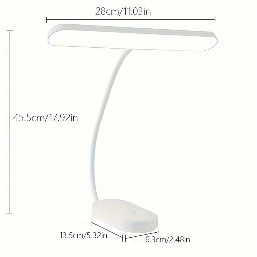 Gooseneck LED Desk Lamp with 28cm Light Bar, 45.5cm Height and Dry-Battery or USB Power Options