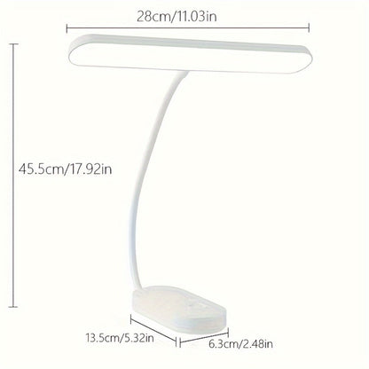 Gooseneck LED Desk Lamp with 28cm Light Bar, 45.5cm Height and Dry-Battery or USB Power Options