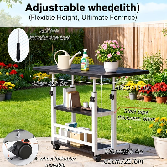 Garden Workbench | Adjustable Metal Potting Table Patio Outdoor Indoor