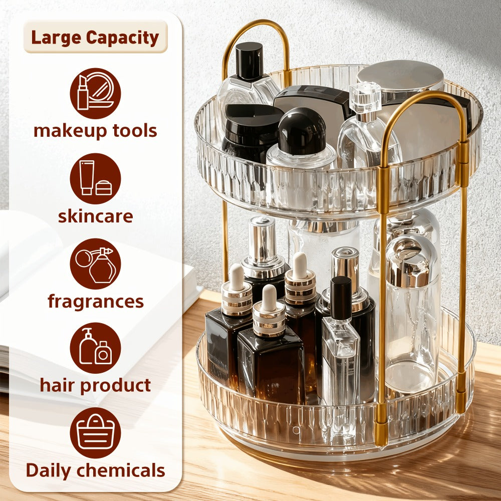 Rotating Multi-Level Makeup Organizer with Detachable Trays and 12 Exact Color-and-Layer Options