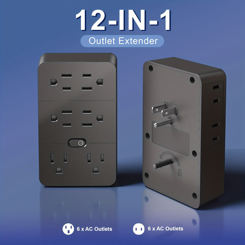 Power Strip 9-in-1 Desktop Station with LED Lamp, Digital Clock, 4 AC Outlets, 3 USB-A and 2 USB-C Ports