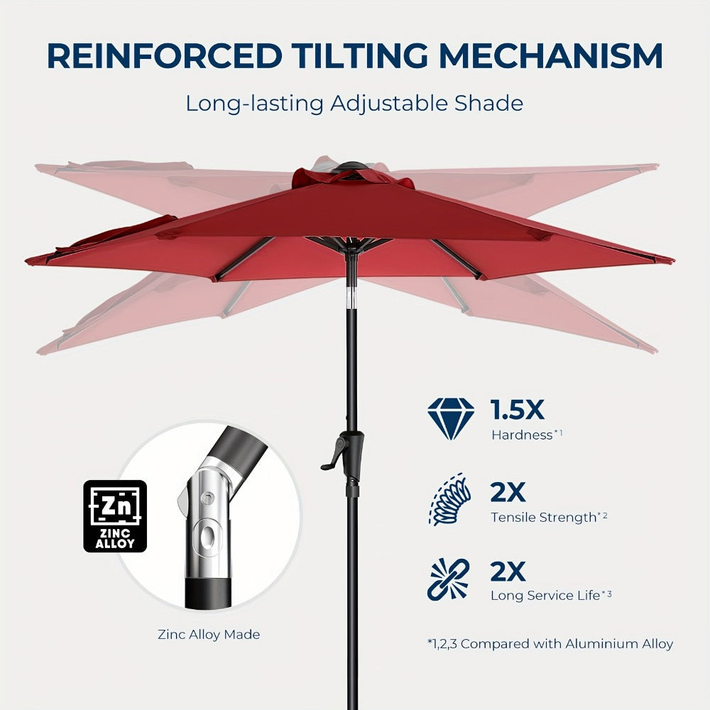 9-Foot Metal Patio Umbrella with Tilt Adjustment and UV Protection detail image - detail view 14