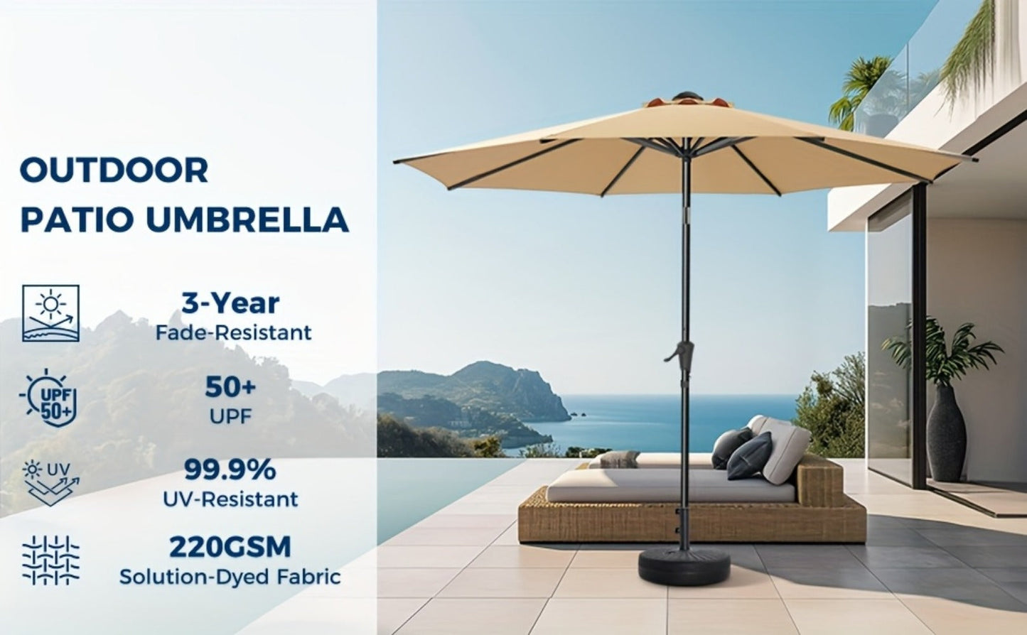 9-Foot Metal Patio Umbrella with Tilt Adjustment and UV Protection detail image - detail view 16