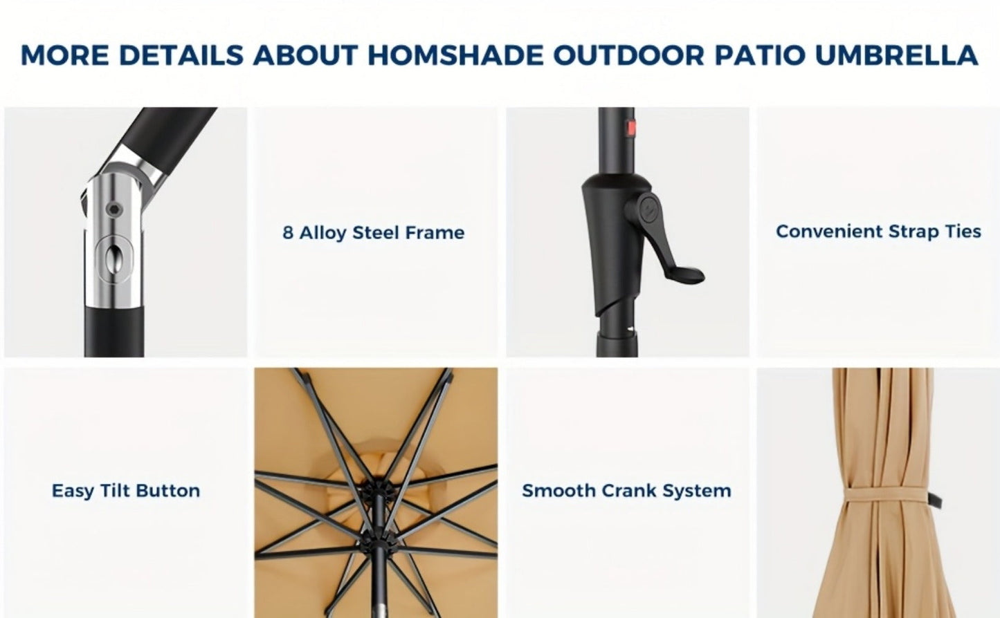 9-Foot Metal Patio Umbrella with Tilt Adjustment and UV Protection detail image - detail view 17
