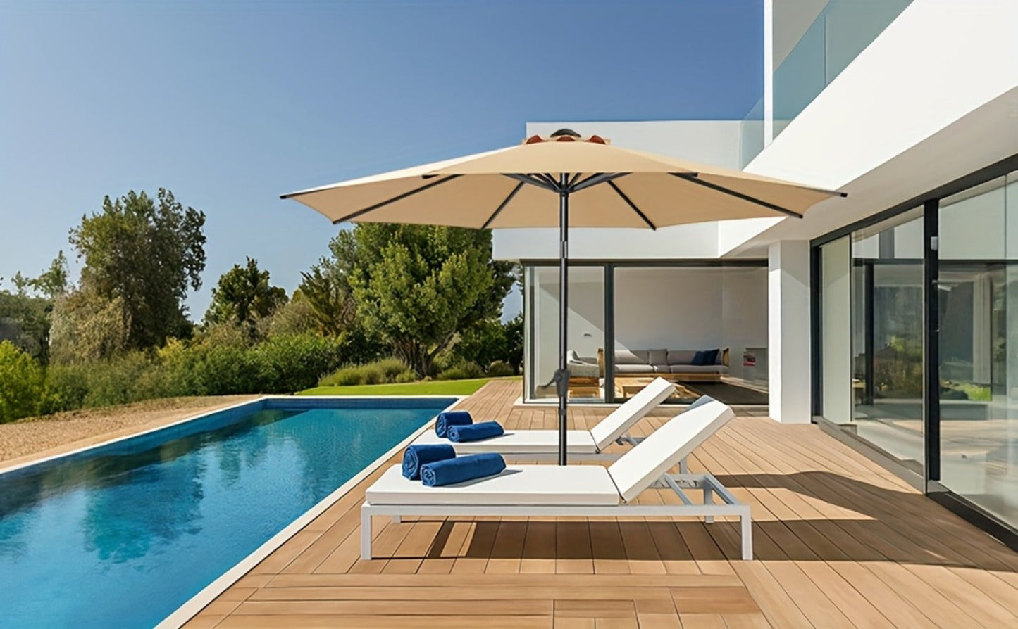 9-Foot Metal Patio Umbrella with Tilt Adjustment and UV Protection detail image - detail view 18