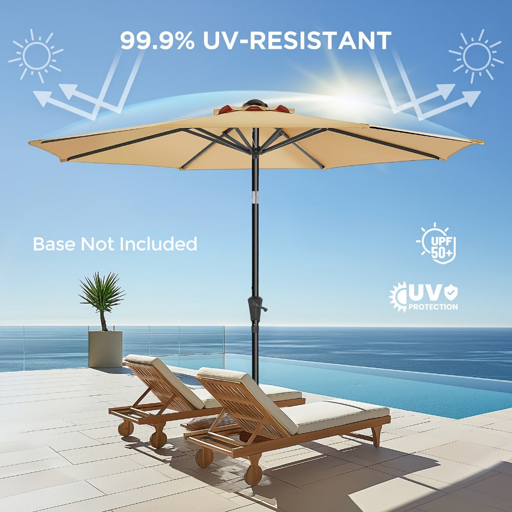 9-Foot Metal Patio Umbrella with Tilt Adjustment, Backyard Sun Shade detail image - detail view 10