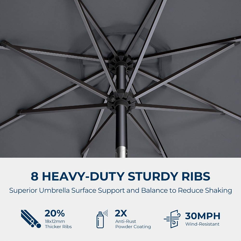 9-Foot Metal Patio Umbrella with Tilt Adjustment, Backyard Sun Shade detail image - detail view 12