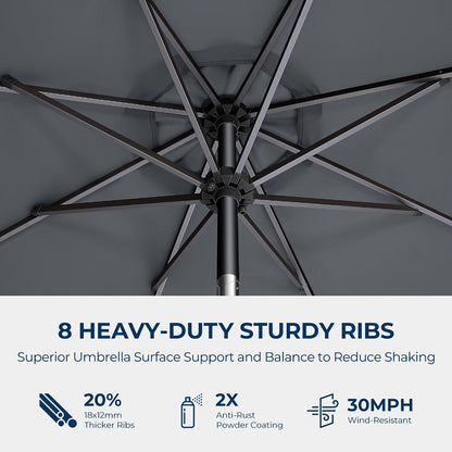 9-Foot Metal Patio Umbrella with Tilt Adjustment, Backyard Sun Shade detail image - detail view 12