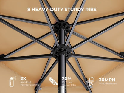 9-Foot Metal Patio Umbrella with Tilt Adjustment, Backyard Sun Shade detail image - detail view 14